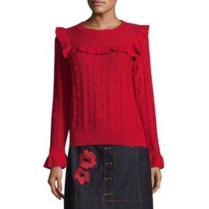 Kate spade ♠️ Red ruffle long sleeve sweater